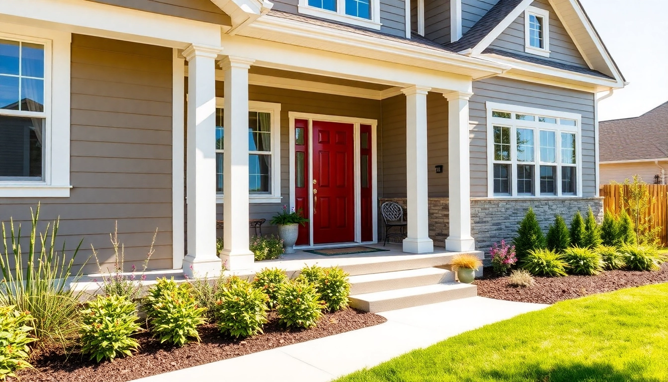 Exterior renovations showcasing a newly painted home with updated siding and landscaping.