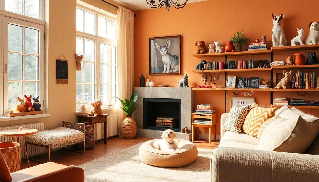 Showcase stylish pet accessories like collars and toys in a cozy setting.