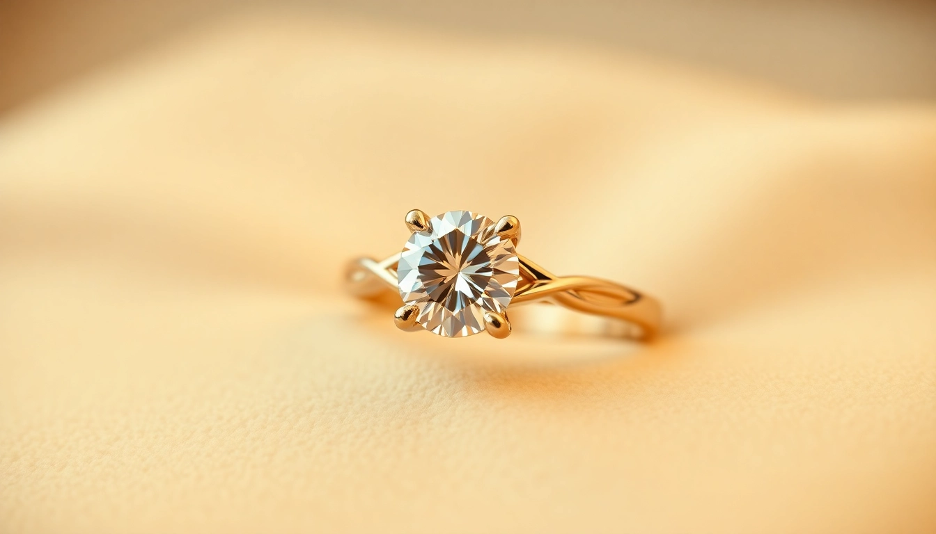 Admire this stunning 2 carat engagement ring featuring a brilliant cut diamond set in a delicate gold band.