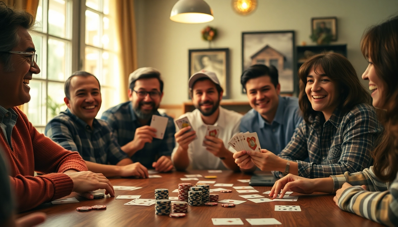 Engaged players enjoy a lively game of rummy Wealth in a cozy environment.