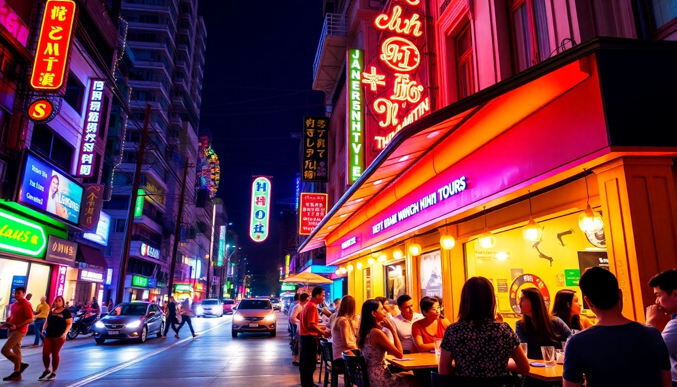 Experience the thrilling atmosphere of 호치민 황제투어 후기 with vibrant nightlife and luxury settings.