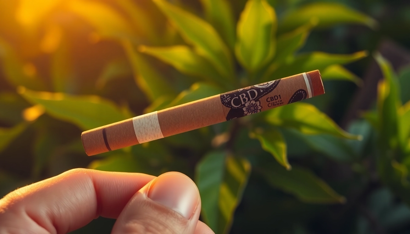 Engaging visual of CBD Tobacco cigarette highlighting its herbal appeal and calming atmosphere.