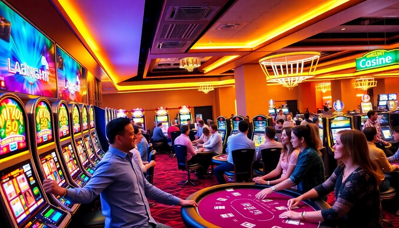 Experience the thrill of the beste online casinos with players immersed in colorful gaming action.