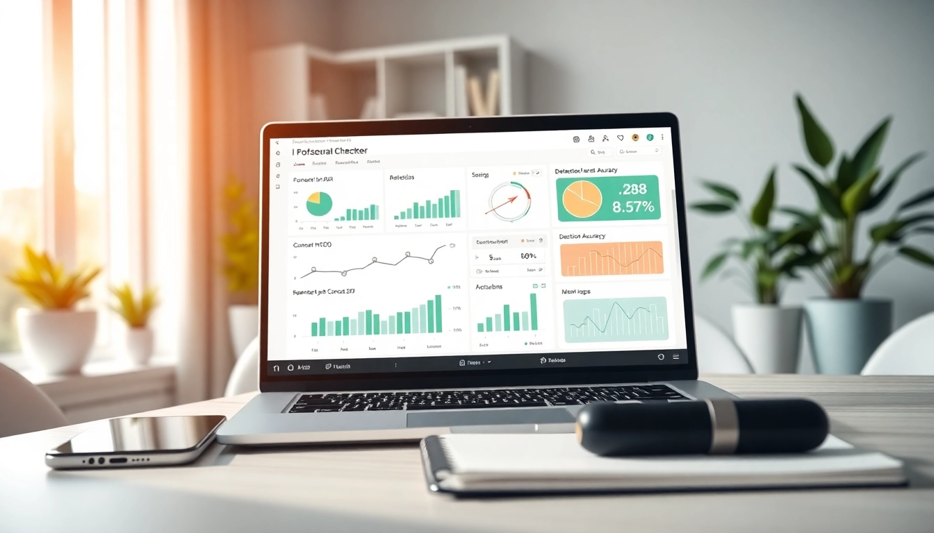 Check text accuracy with an advanced ai checker interface displayed on a laptop screen.