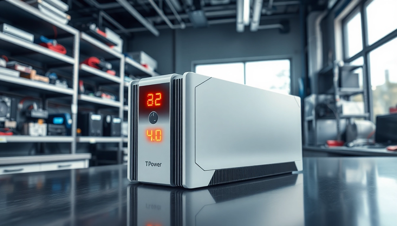 TPower power supply unit showcased in a modern tech lab with advanced electronics.