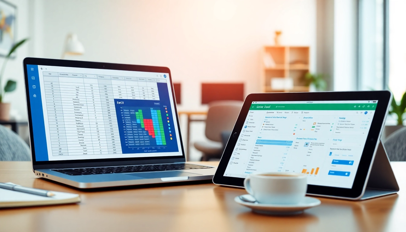 Analyze RACI Excel vs online tools with detailed digital comparison in a workspace setting.