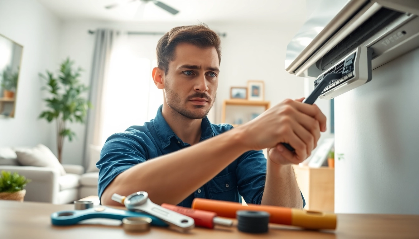 Providing expert AC repair services in Glendale, AZ, showcasing a technician at work.