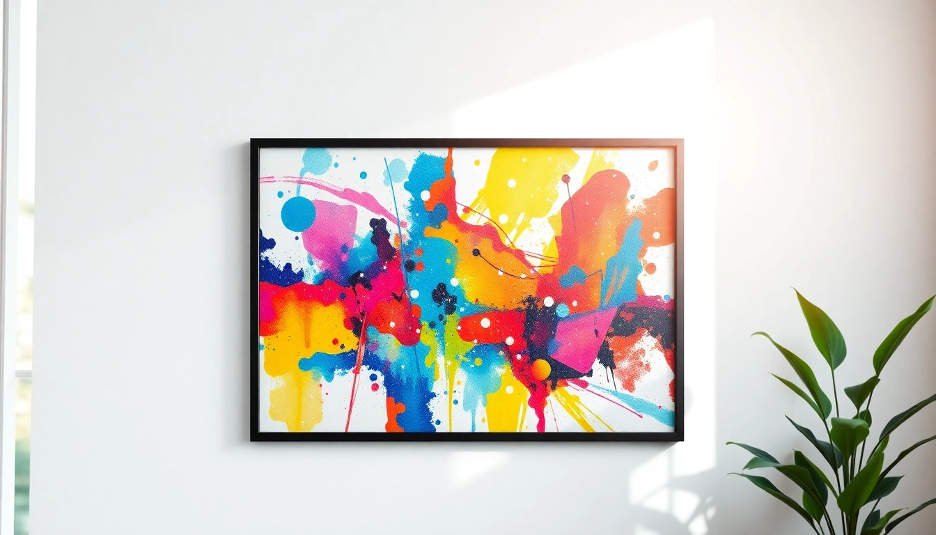 Enhance your space with this elegant 24x36 frame featuring vibrant abstract art.