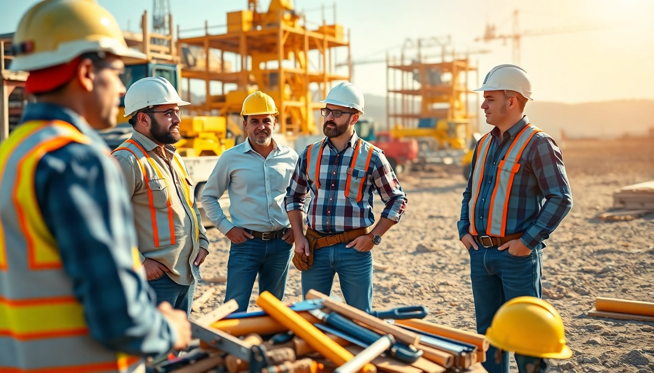 Teamwork in the Southern California contractors association highlighted on a bustling job site.