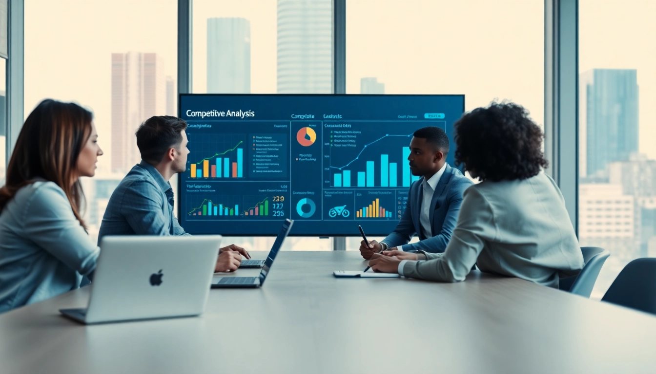 Analyze competitor analysis metrics in a collaborative team setting for strategic insights.