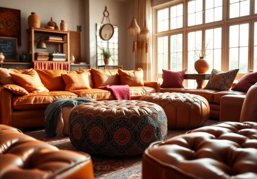 Transform Your Space with Artisanal Moroccan Leather Poufs and Ottomans