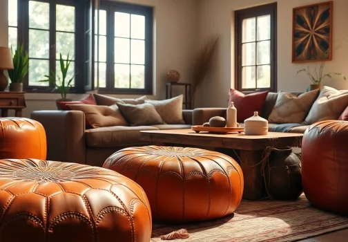 Elevate Your Space with Authentic Moroccan Leather Poufs and Ottomans