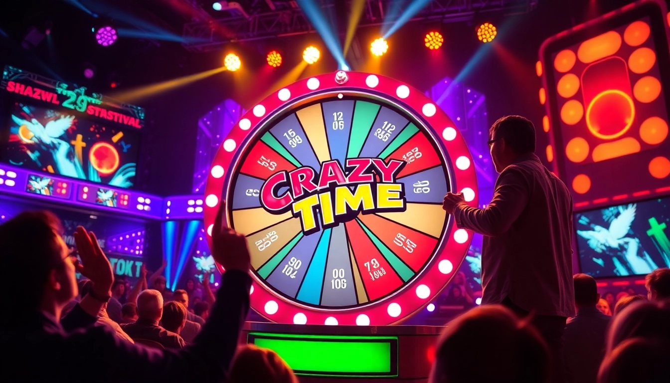 Watch Crazy Time unfold with vibrant colors and live action, showcasing the thrilling game show experience.