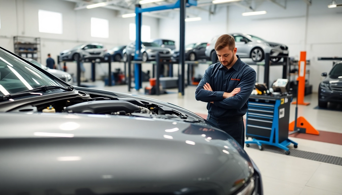 Enhancing car servicing quality with a skilled technician in a modern workshop environment.