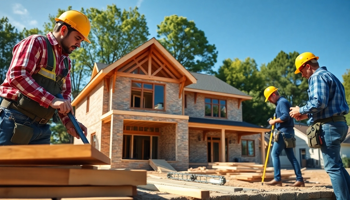 Connecticut new home builders crafting a luxury home in a serene setting, highlighting craftsmanship.