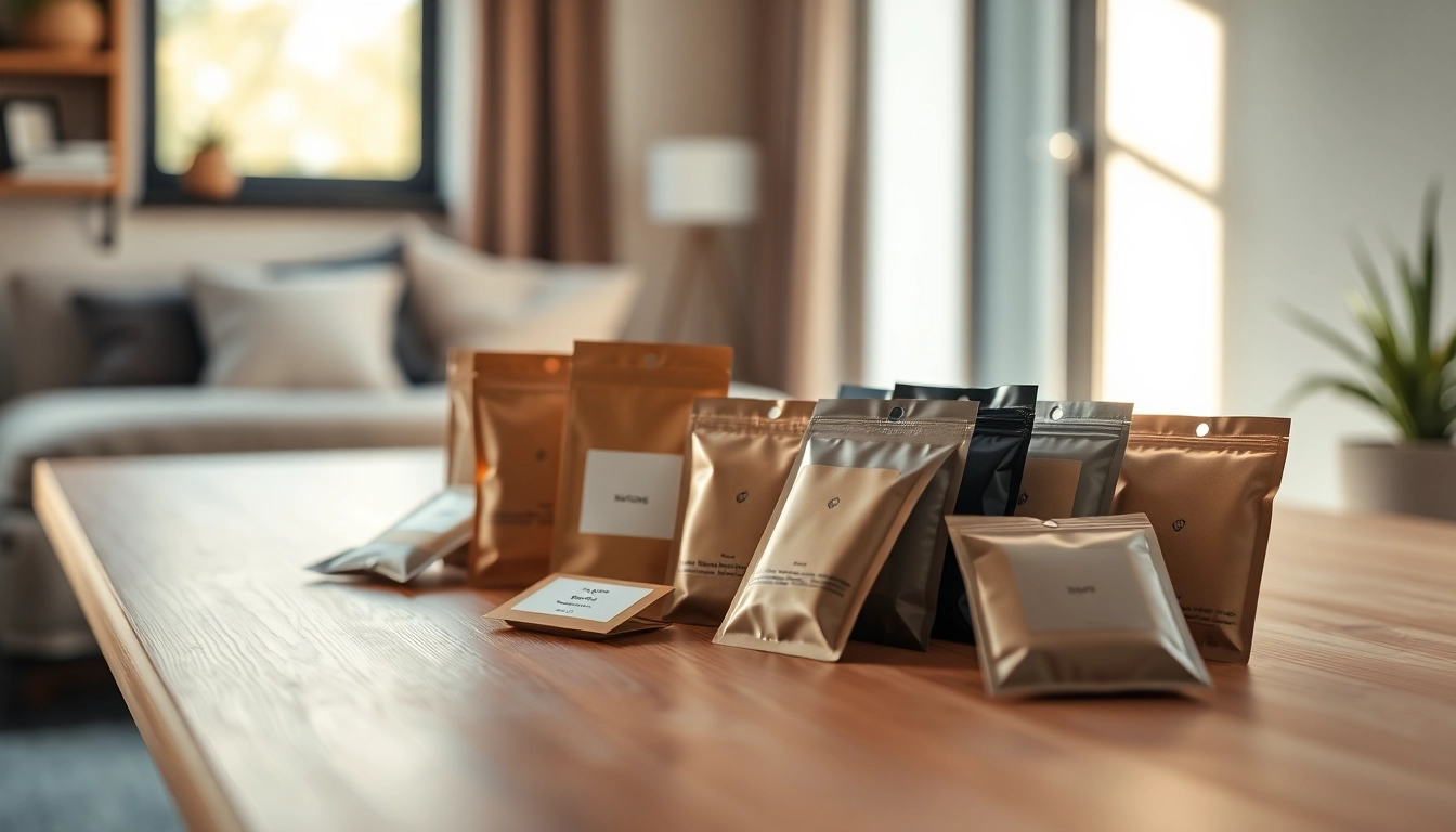 Learn what are nicotine pouches with a close-up display of various pouch types on a modern wooden surface.