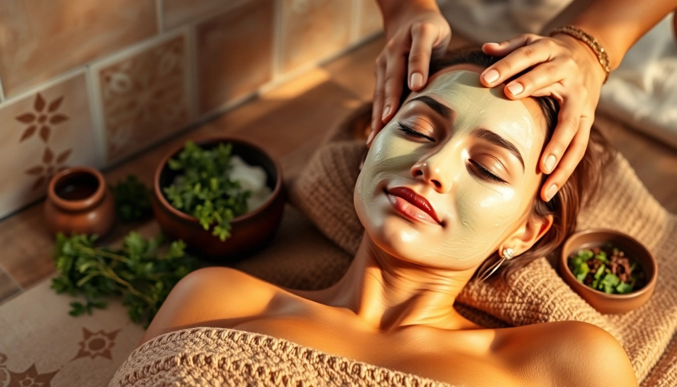Application du masque de Tebrima pour une peau éclatante et douce.
