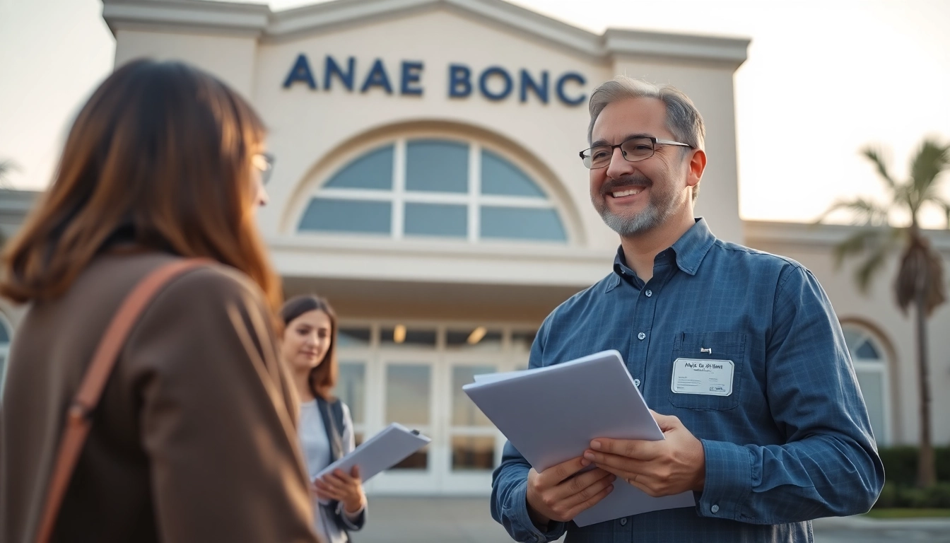 Best bail bonds near Anaheim police station: compassionate agent assisting a family outside the police station.