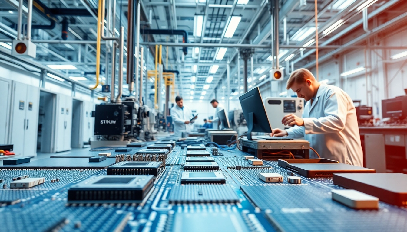 American microchip manufacturing process showcasing skilled technicians at work.
