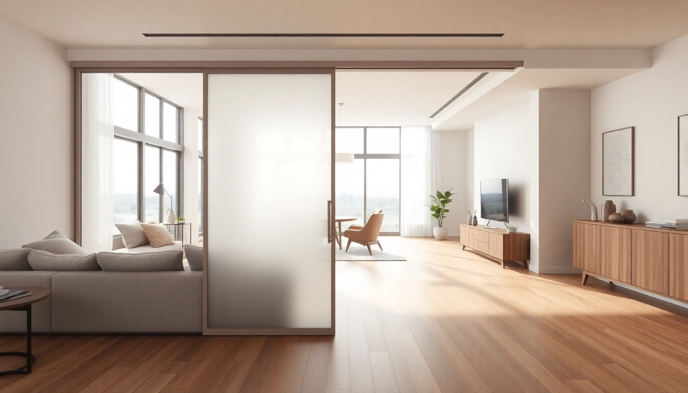 Explore the sliding partition wall enhancing modern interior spaces with elegance and functionality.