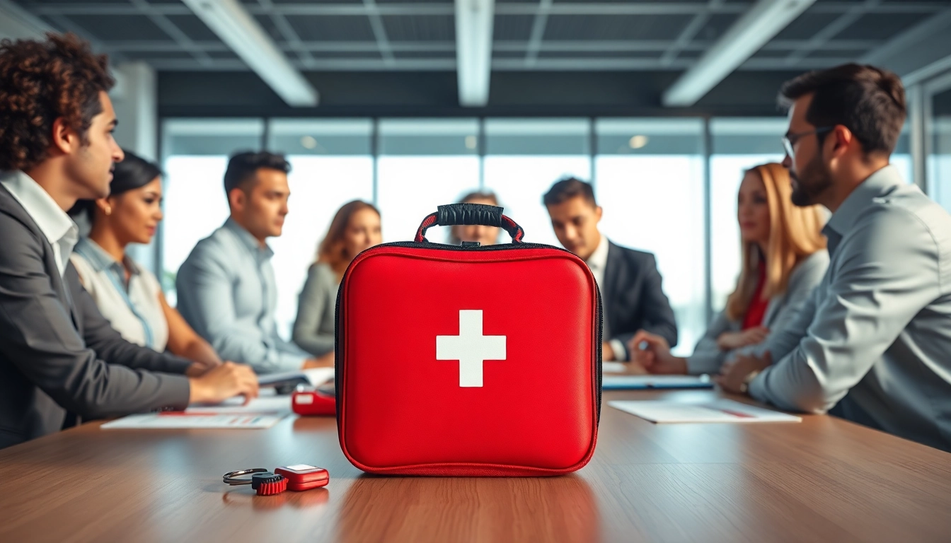 Learn workplace first aid techniques in a dynamic training session with diverse employees.