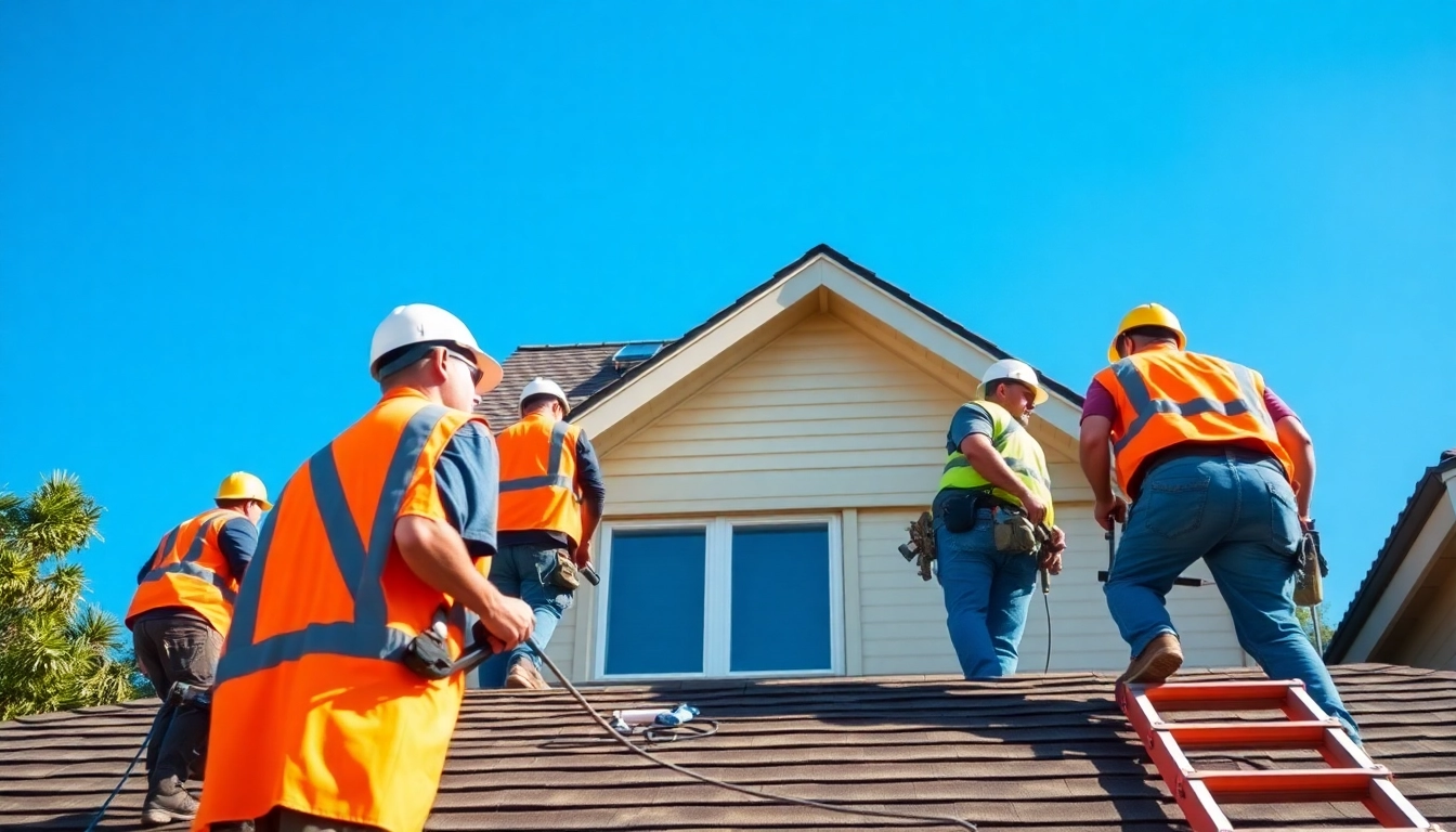 Licensed and insured roofers Austin expertly installing a roof on a sunny day.