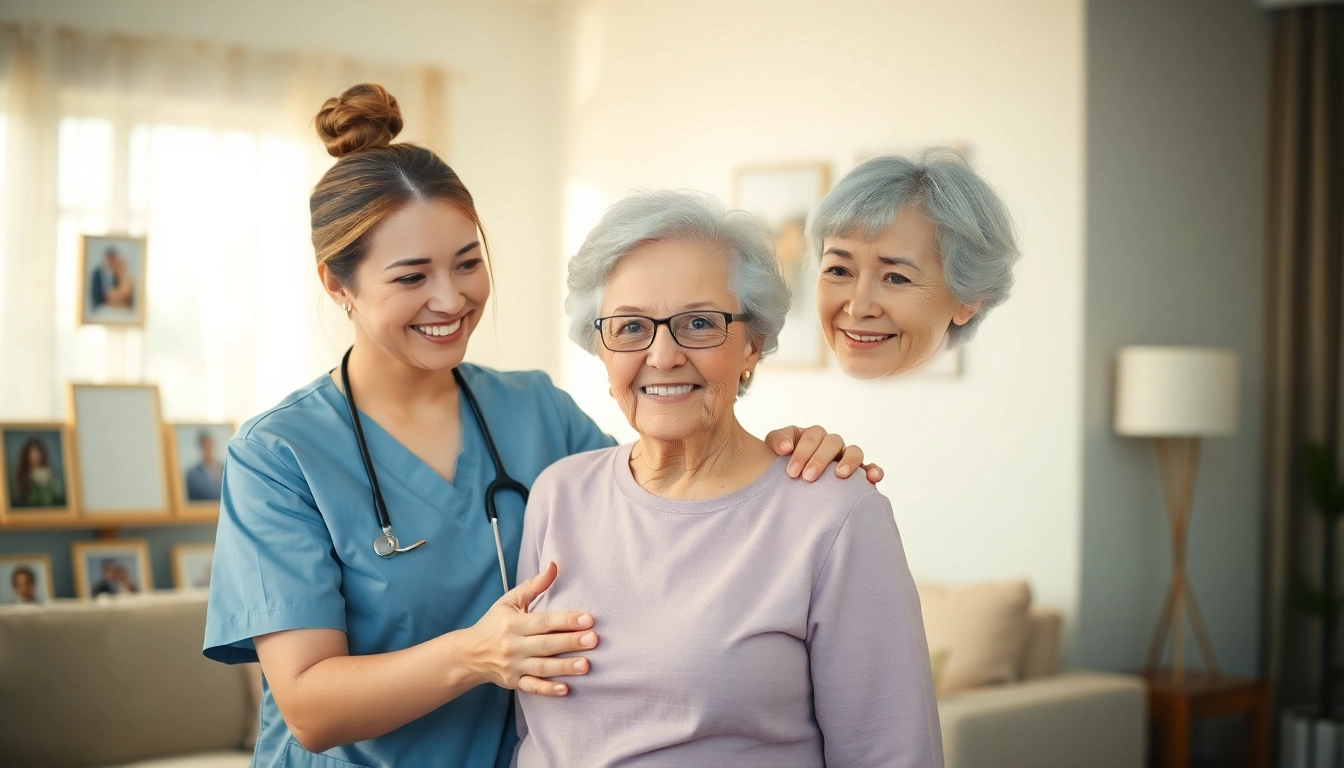 Austin senior home care: caregiver supporting an elderly woman in a cozy living room setting.