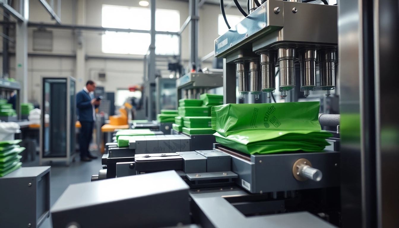 Showcasing packing machine manufacturers through a vibrant, professional manufacturing facility image.