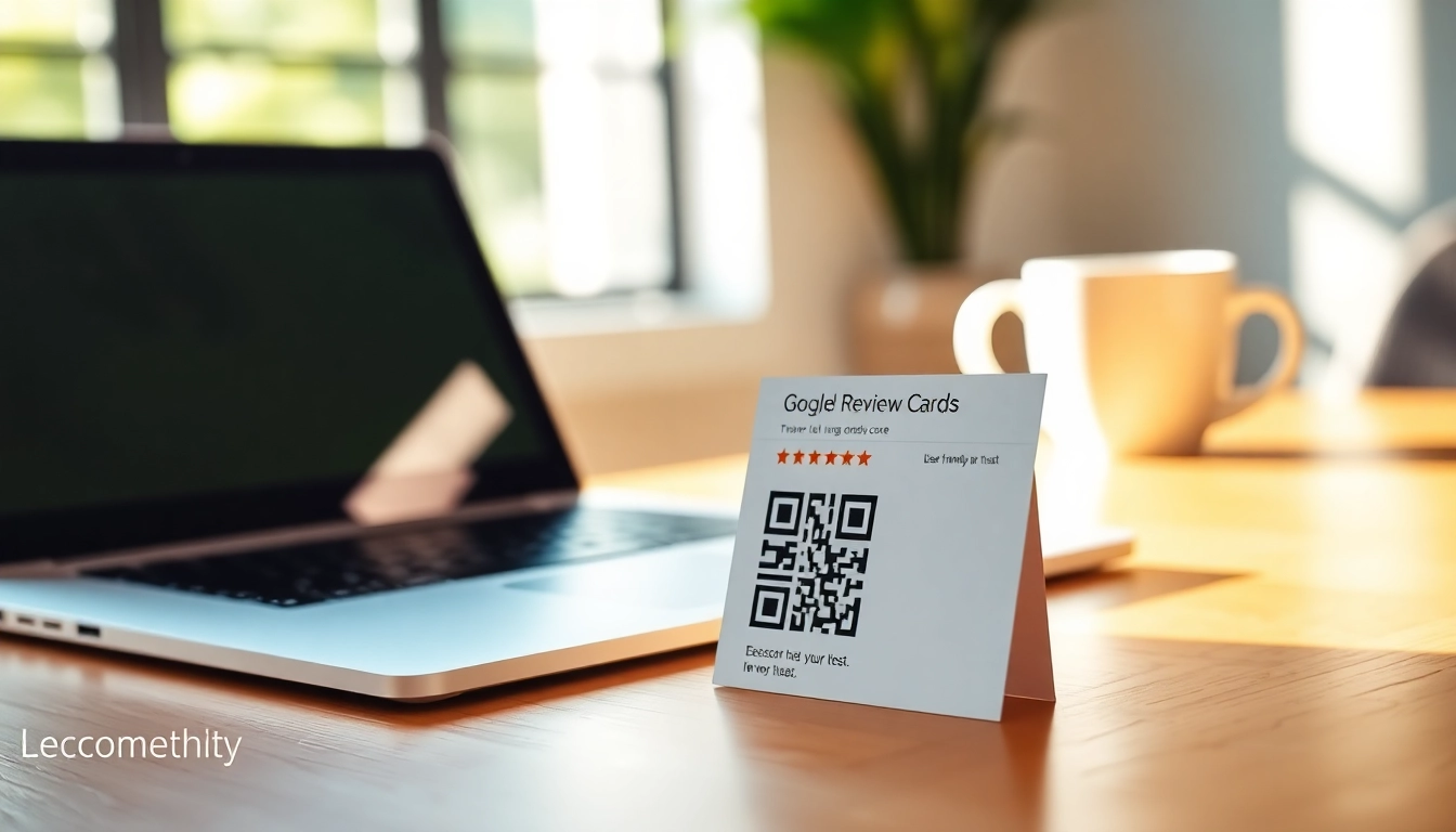 Engaging Google review cards showcasing reviewcardsgoogle with a QR code in a professional setting.