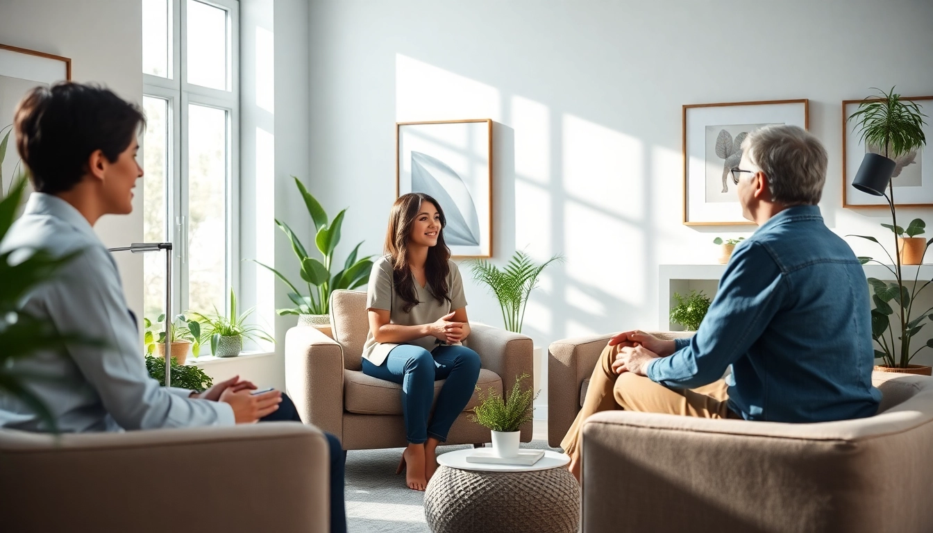 Therapist facilitating Relationship Therapy Austin session with couple in a calming environment.