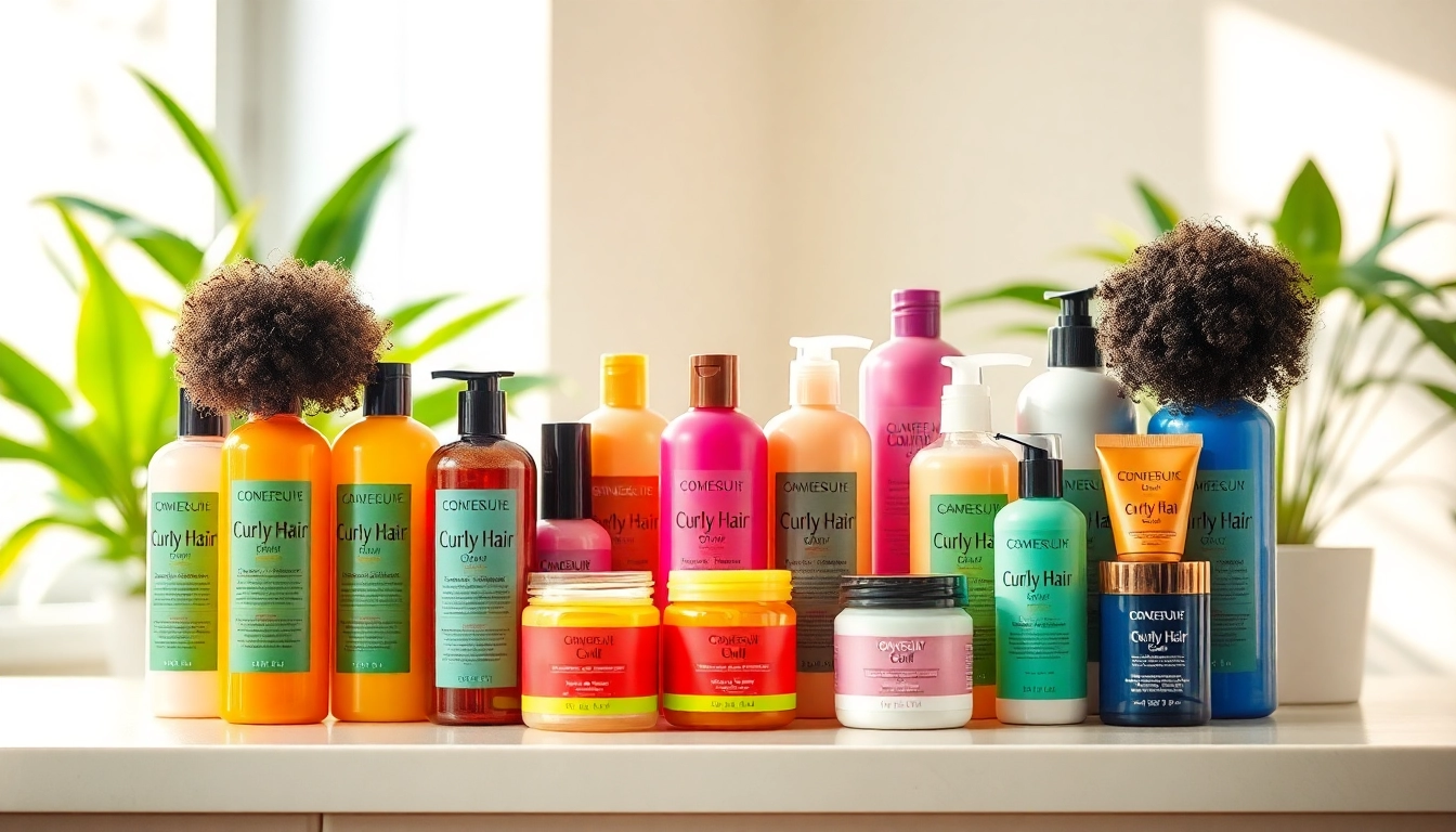 Explore curly hair products arranged beautifully to showcase their variety and appeal.