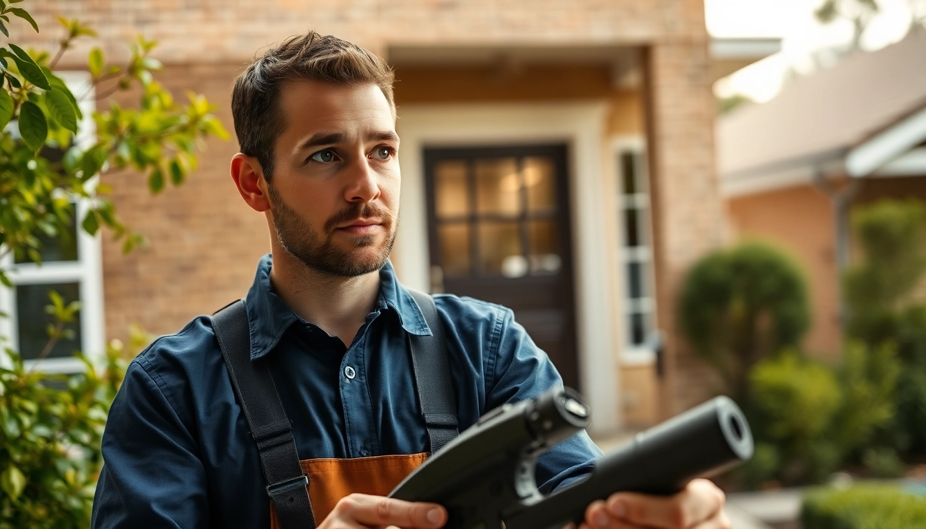 Pest control expert assessing home safety with care and professionalism.