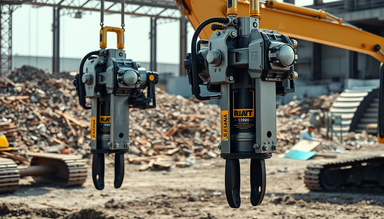 Hydraulic Breakers in action, demonstrating powerful performance on a construction site.