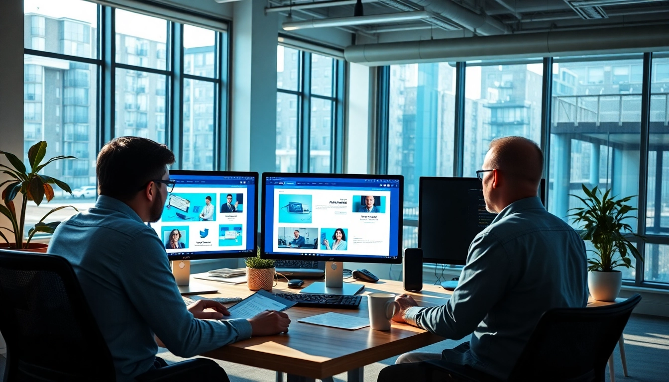 Kreatives Webdesign Zug bei der Zusammenarbeit in einem modernen Büro mit digitalen Entwürfen.