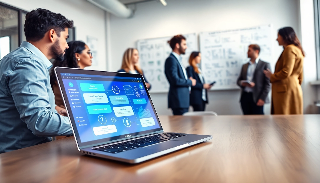 Engage customers effectively with a website chatbot on a laptop screen in a modern office.