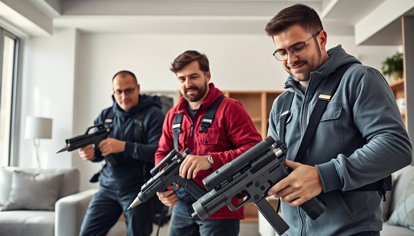 Exterminators Pest control team addressing a pest issue in an urban setting.