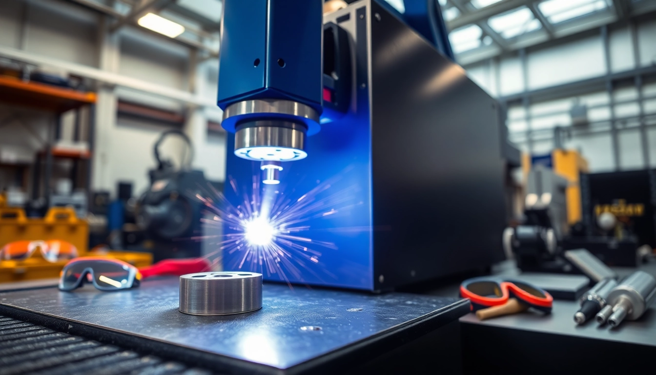 Efficient operation of a Laser welding machine in a professional workshop environment featuring advanced technology.