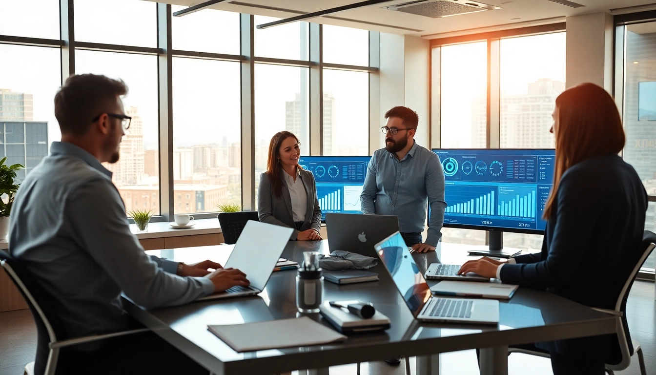 Utilize the AI content marketing platform for innovative marketing strategies and collaboration in a modern workspace.