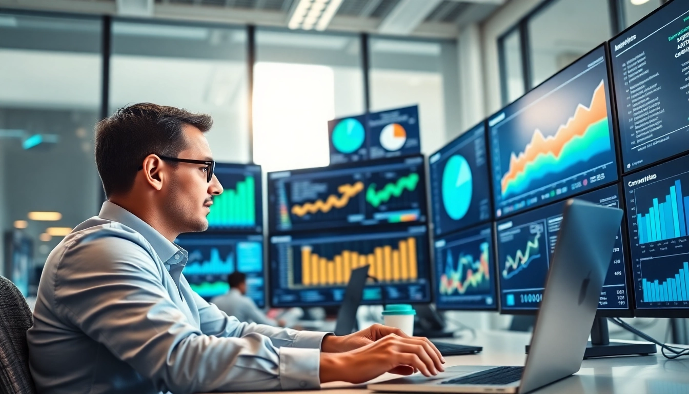 Analyze competitive insights using ai for competitor analysis tools in a modern office environment.