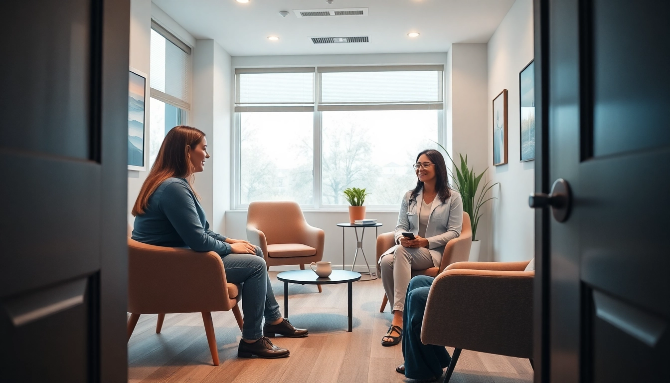 Engaged discussion with the best psychiatrist in dubai in a tranquil office setting.