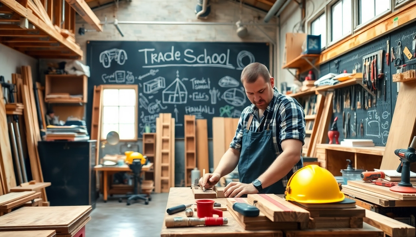 Hands-on training in trade schools in Hawaii spotlighting a skilled tradesperson in a workshop.