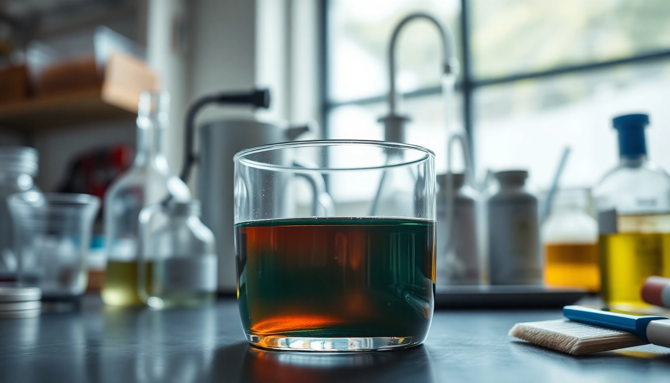 Showcase infusion resins in a lab setting with clear resin and application tools.