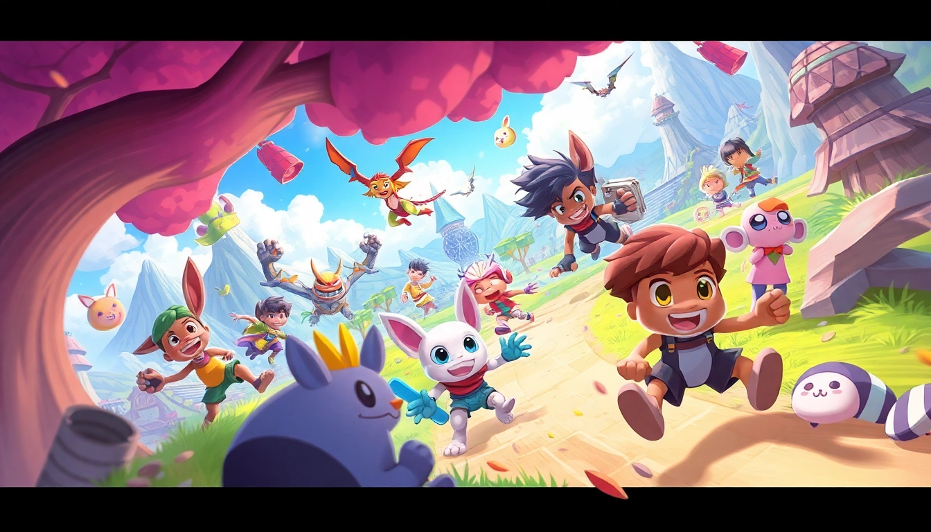 The dede game features vibrant characters battling in a colorful fantasy landscape.
