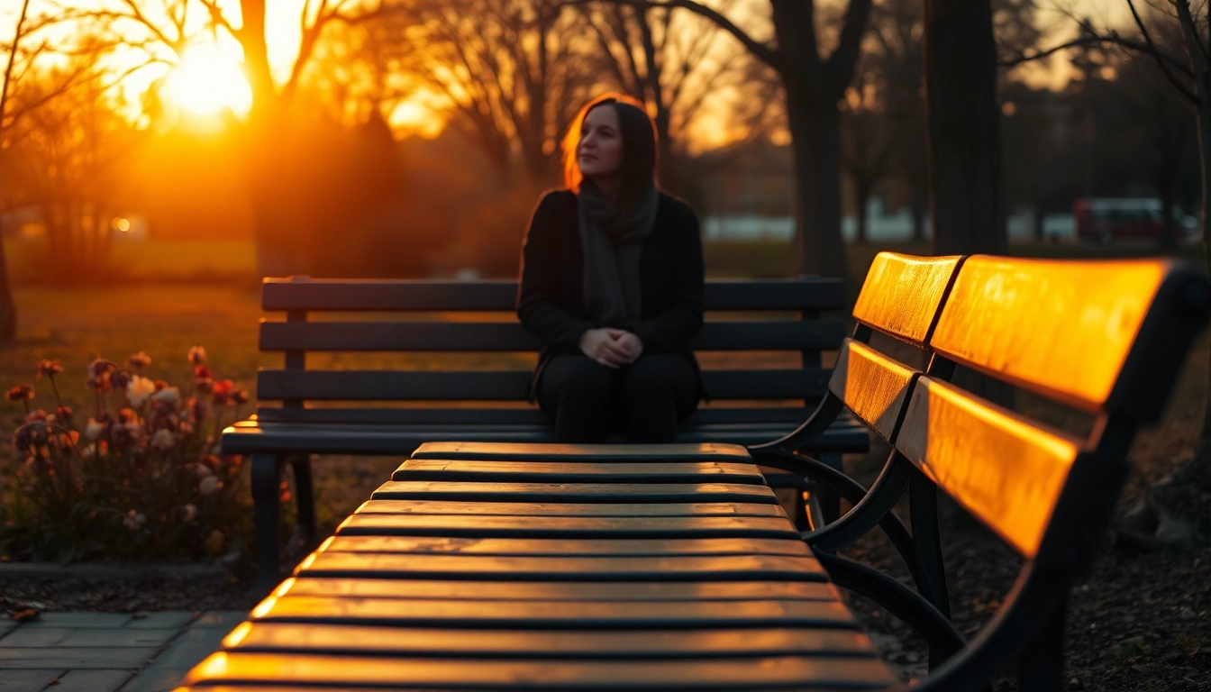 Person reflecting on a relationship breakup in a serene park environment.
