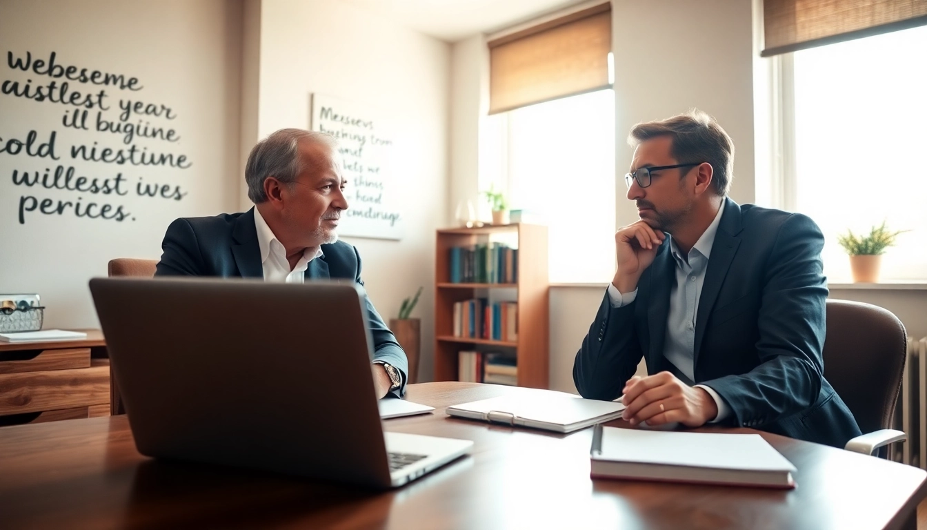 Engage with a business coach near me in a professional office setting.