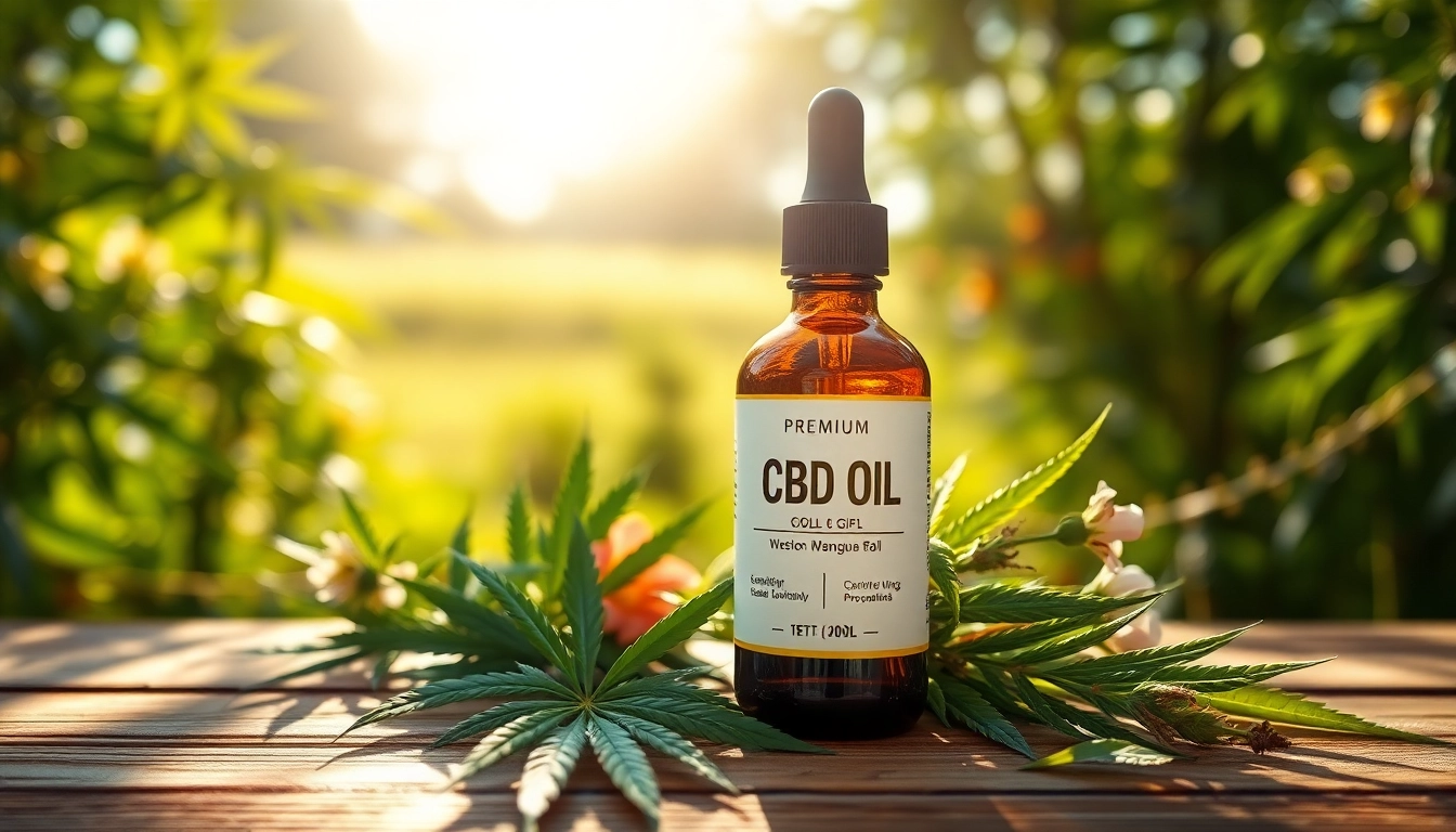 Showcase premium CBD Canada oil amidst fresh hemp leaves