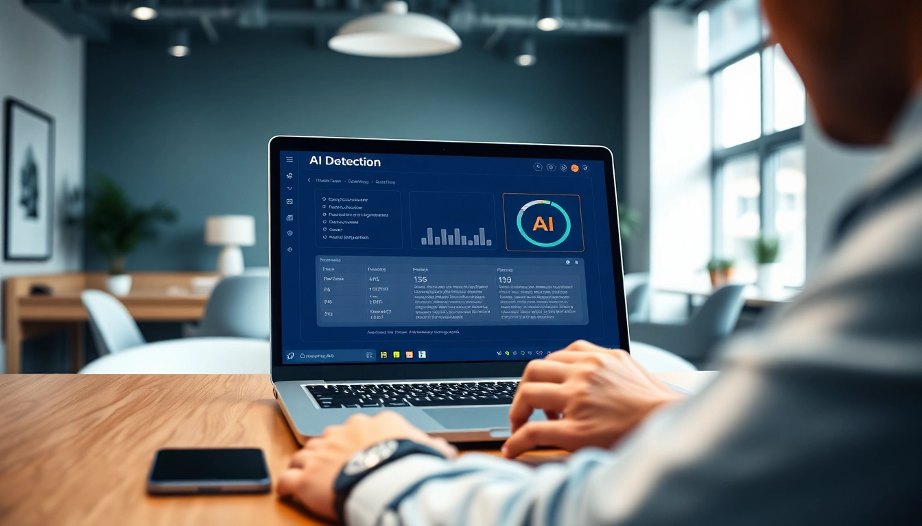 Analyze AI-generated content using the AI detector tool interface in a professional setting.