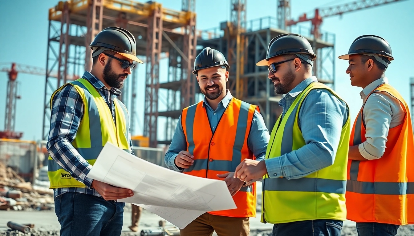 Showcasing teamwork within a construction association Colorado, professionals collaborate on site.