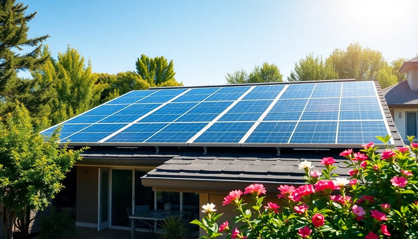 Generate solar power energy with modern solar panels in a sunny backyard setting.