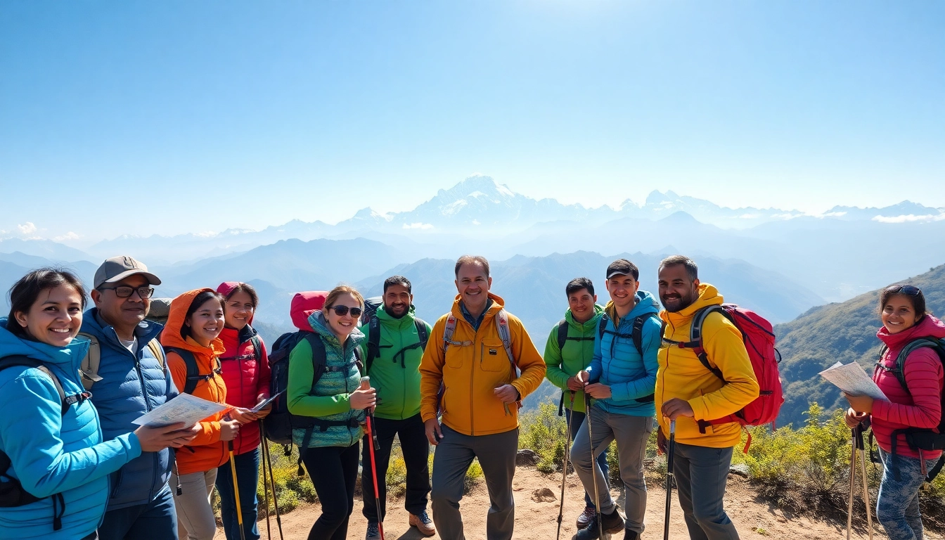 Engaging trekkers with local guides during trekking in Nepal with Local Guides in stunning mountain landscape.